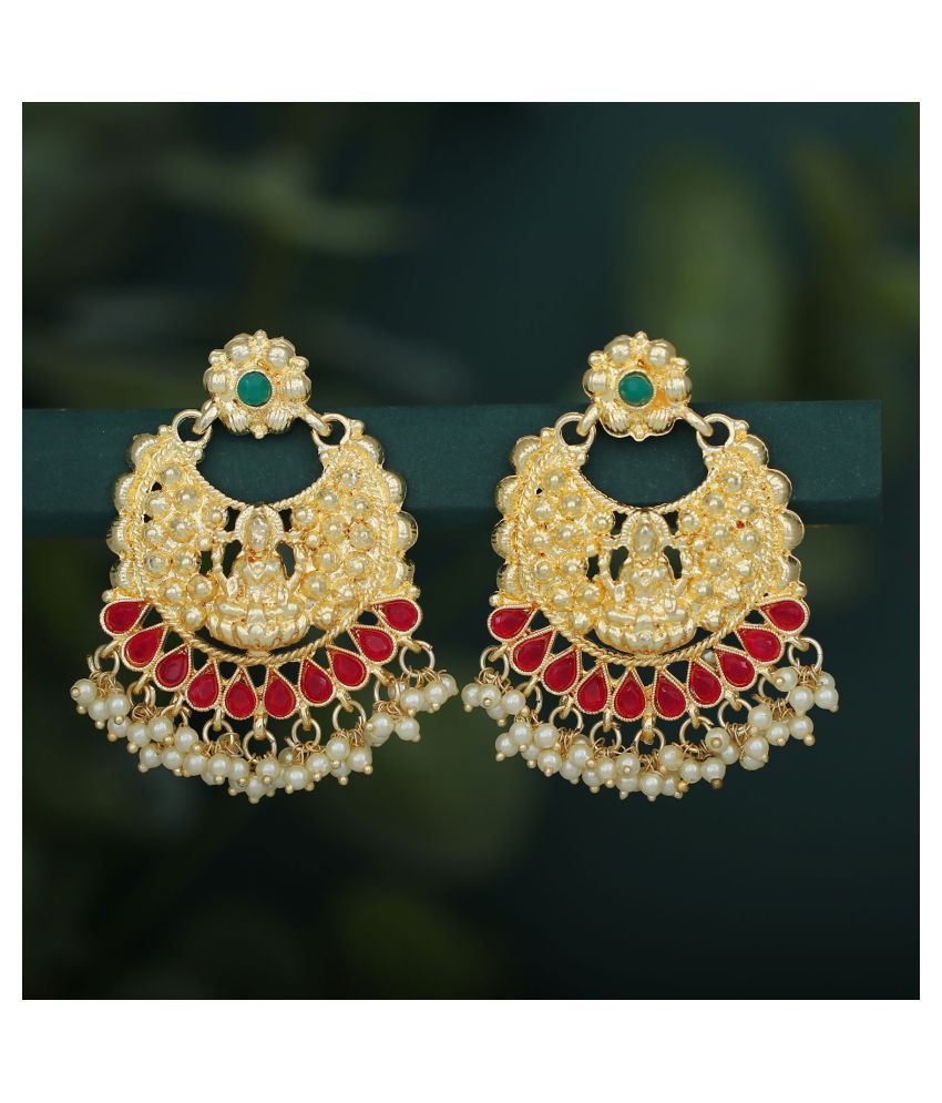     			Sukkhi Ethnic Pearl Gold Plated Goddess Chandbali Earring For Women