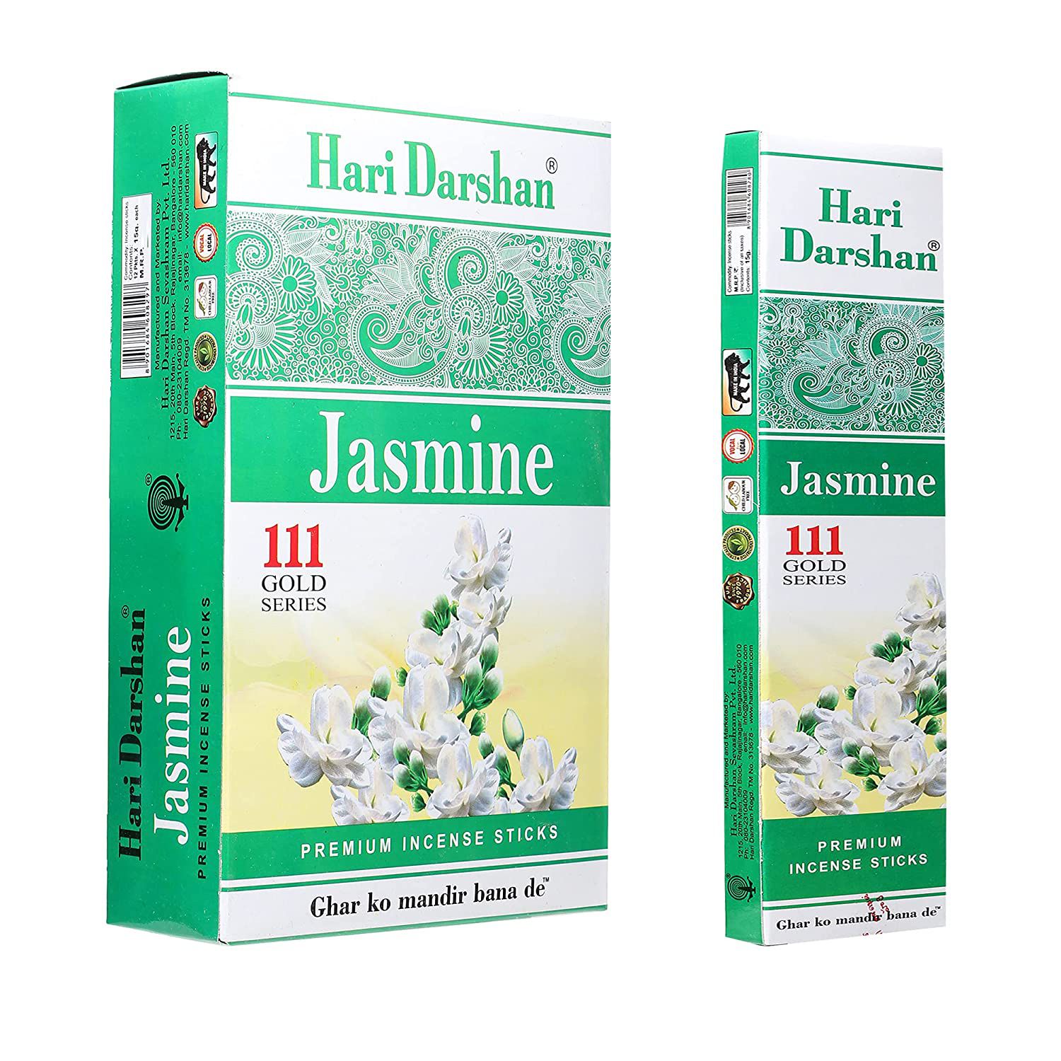 Hari Darshan Jasmine 111 Gold Agarbatti | Premium Incense Sticks-- Pack of 12, 15g in Each