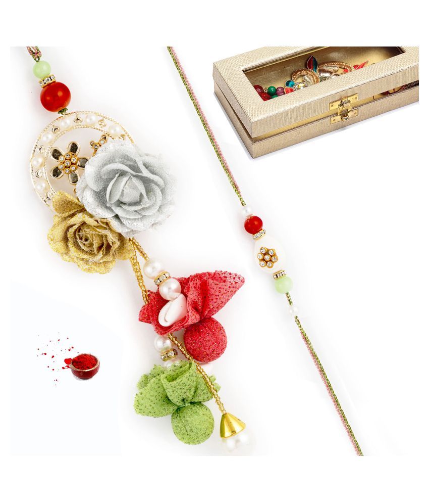 Aapno Rajasthan Rakhi Set Multicolour Bhaiya Bhabhi Rakhi Pack of 1