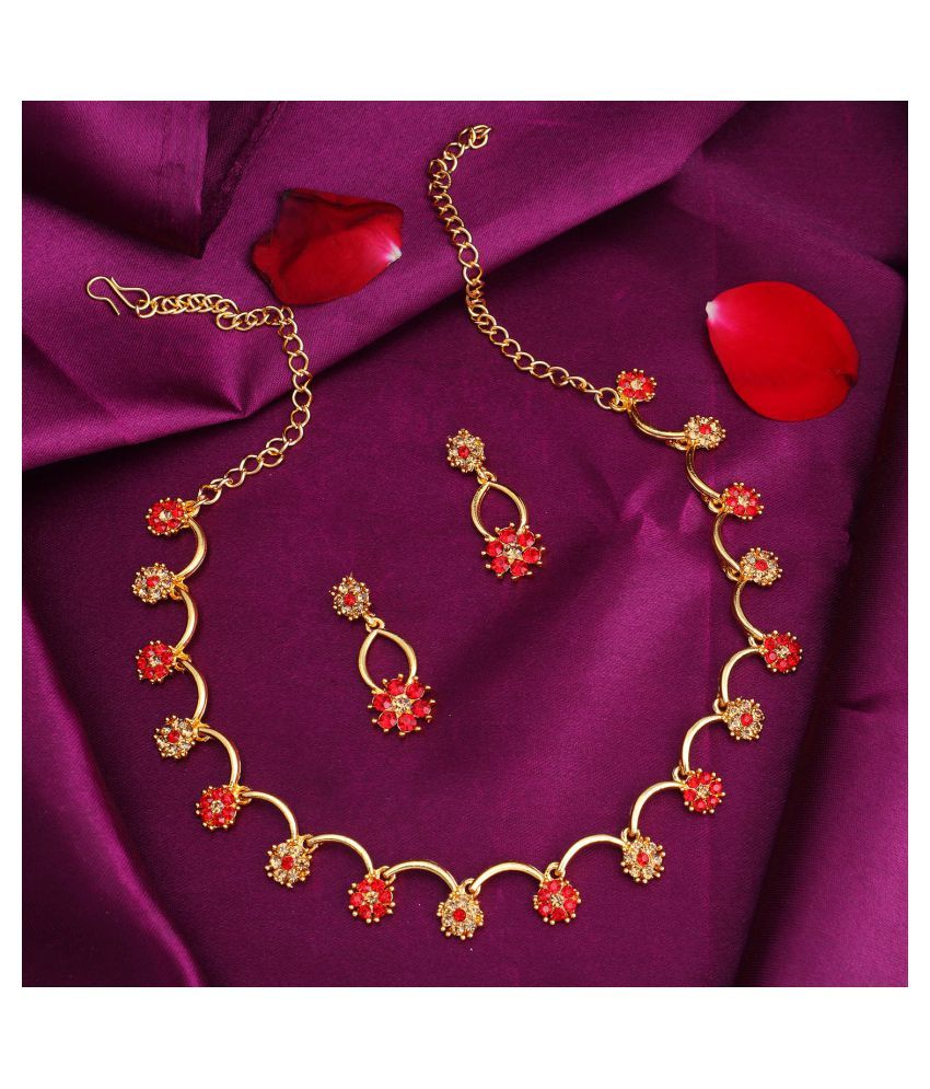     			Sukkhi Alloy Red Traditional Necklaces Set Collar