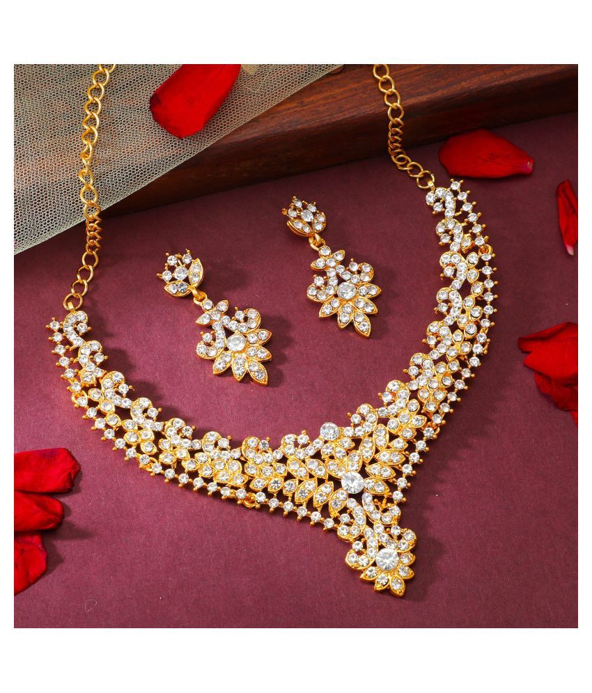     			Sukkhi Alloy White Traditional Necklaces Set Collar