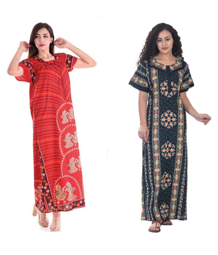     			Apratim Cotton Nighty & Night Gowns - Multi Color Pack of 2