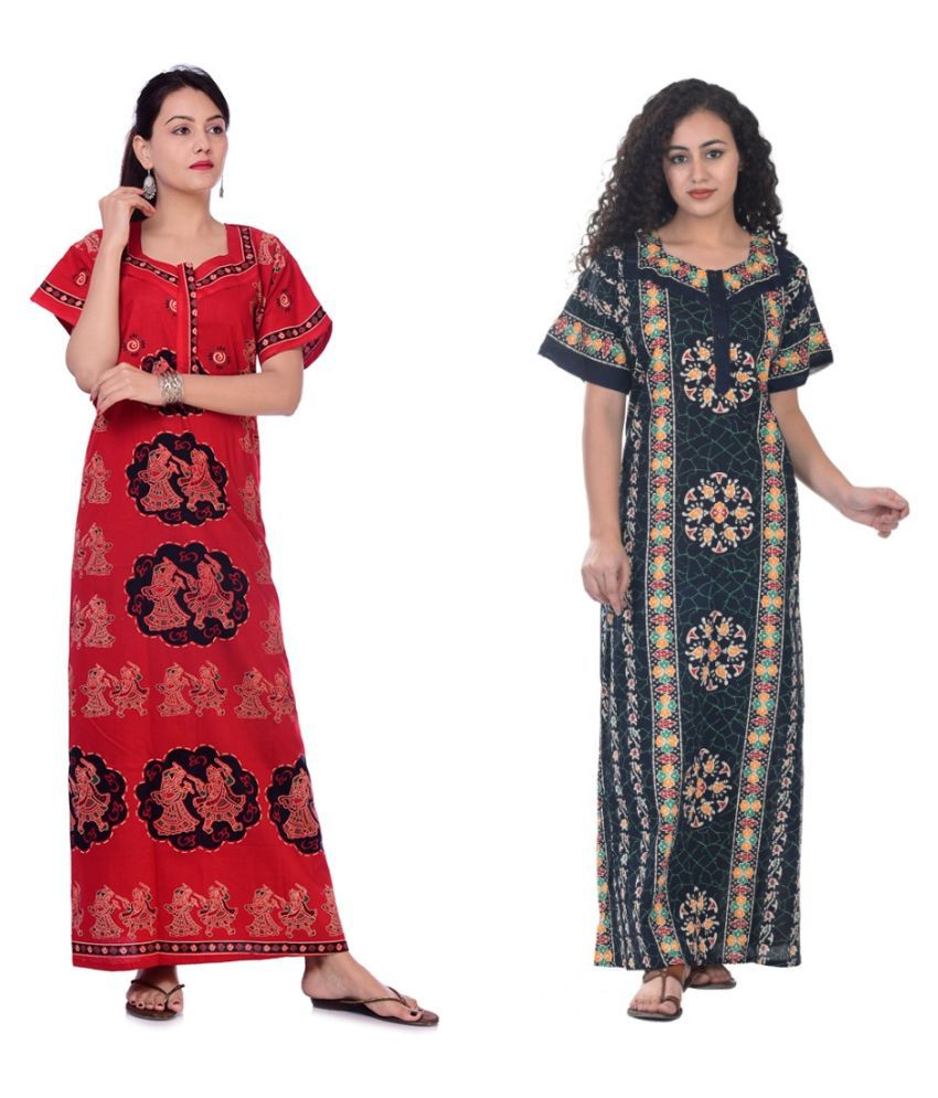     			Apratim Cotton Nighty & Night Gowns - Multi Color Pack of 2