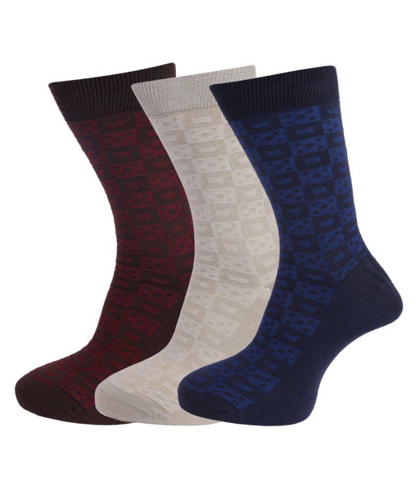 Dollar - Cotton Men's Printed Multicolor Full Length Socks ( Pack of 3 )