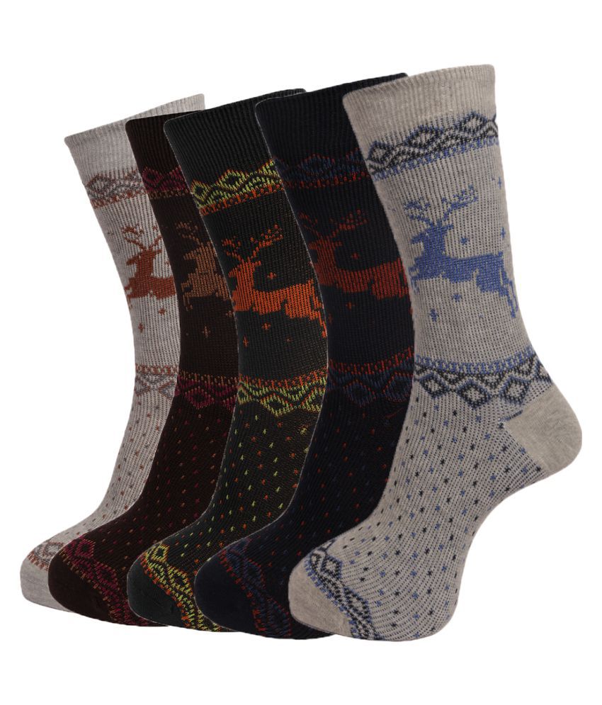 Dollar Socks - Cotton Men's Printed Multicolor Full Length Socks ( Pack of 5 )