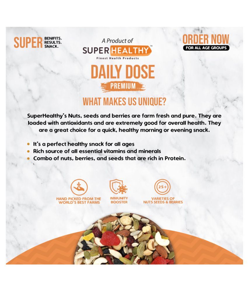 SuperHealthy Premium Mixed Nuts, Seeds and Berries Organic Trail Mix