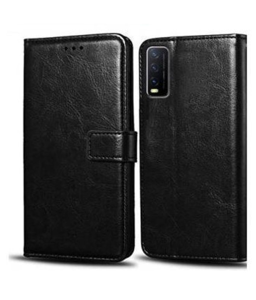     			Vivo Y20 Flip Cover by NBOX - Black Viewing Stand and pocket