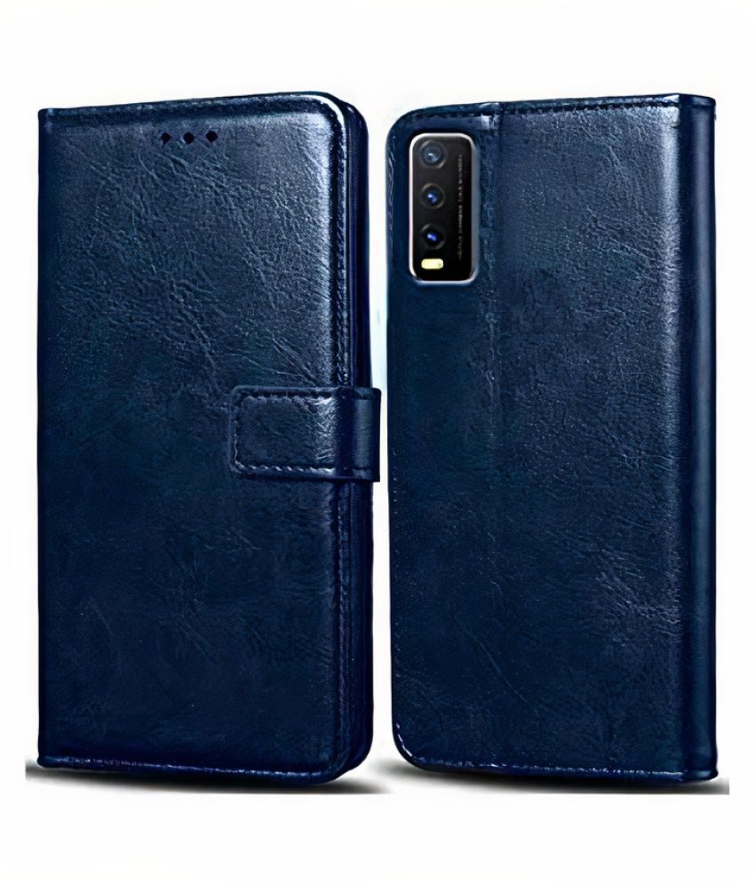     			Vivo Y20 Flip Cover by NBOX - Blue Viewing Stand and pocket