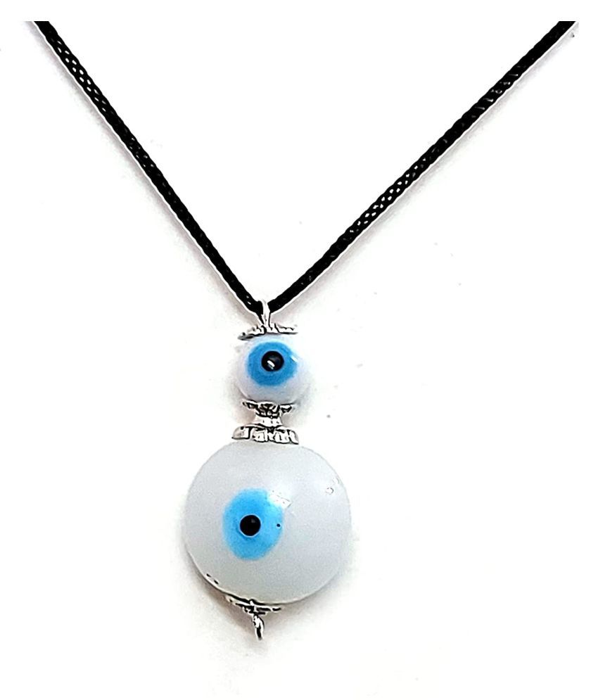 White Double Evil Eye Pendant For Men 