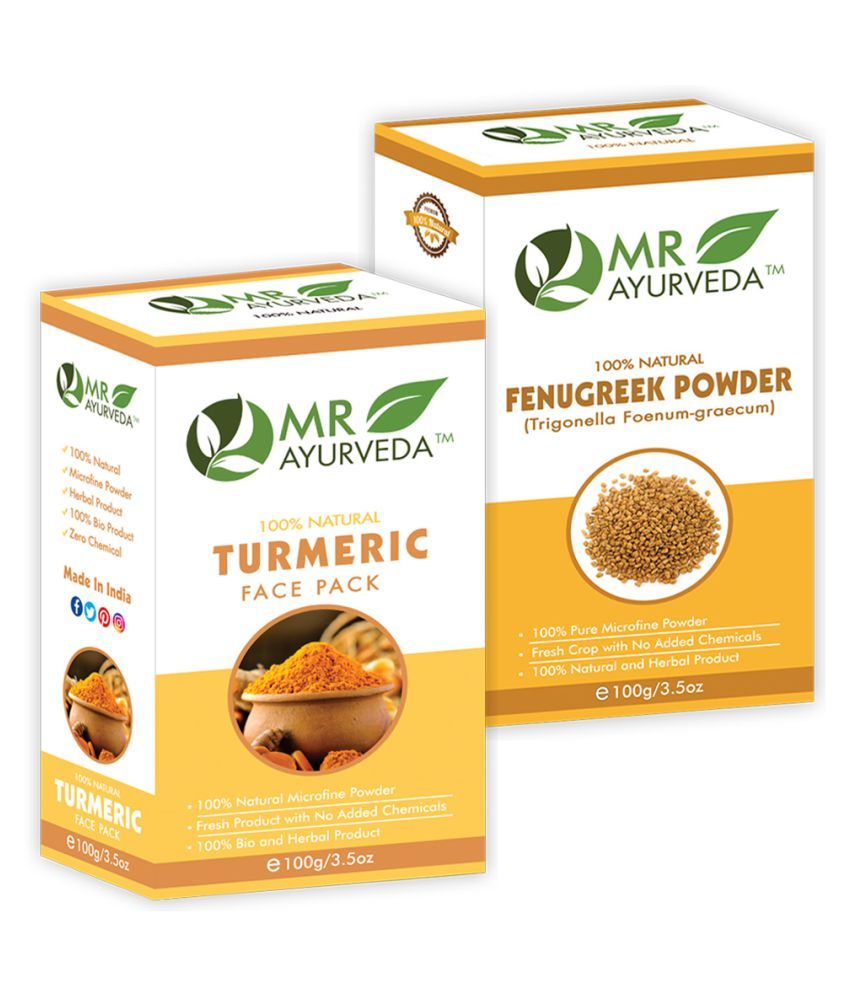 MR Ayurveda Fenugreek Powder & Turmeric Powder Face Pack Masks 200 gm