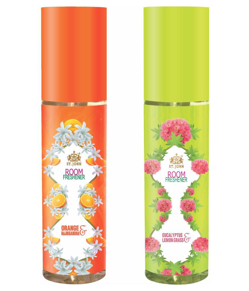     			ST-JOHN Room Freshener | Long Lasting Fragrance | Orange Rajnigandha | Eucalyptus Lemongrass | Combo Pack Of 2 Spray (2 x 250 ml)