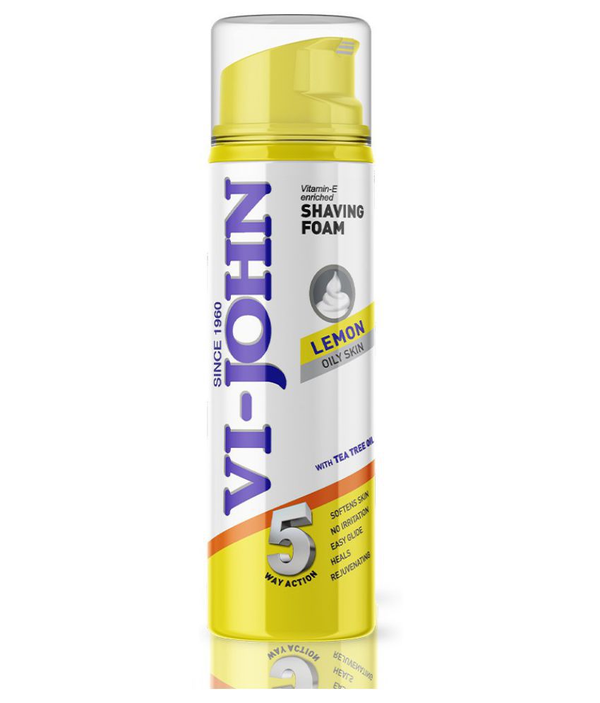 VI-JOHN Classic Lemon Shave Foam for Oily Skin with Tea Tree Oil (200 GM) (Pack of 1) (200 g)