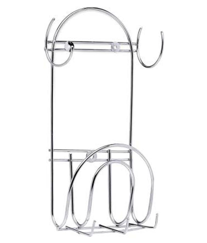     			OC9 Stainless Steel Chakla belan stand With Hooks Kitchen Rack Silver