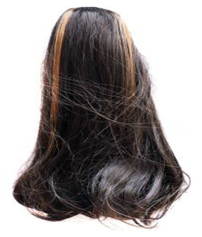     			VSAKSH Women's Black & Golden Highlighted Straight-Curls Ponytail Hair Extension
