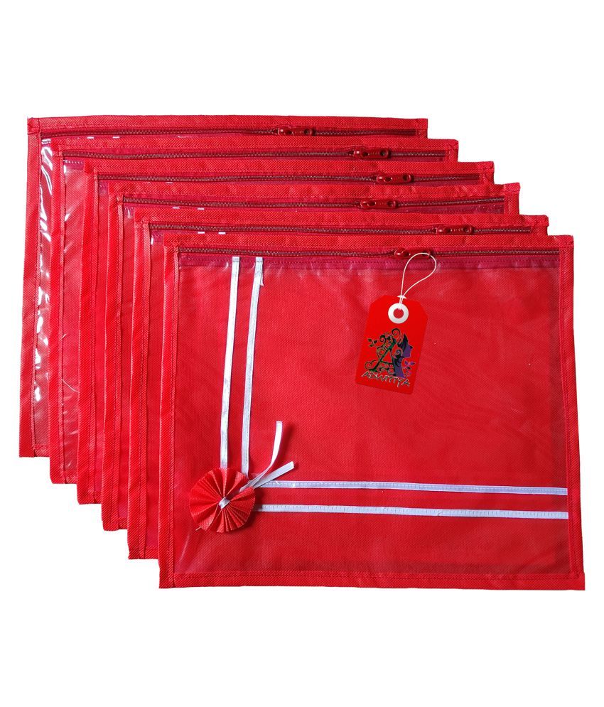     			ADWITIYA Red Fabric Garment Bag Pack of 6