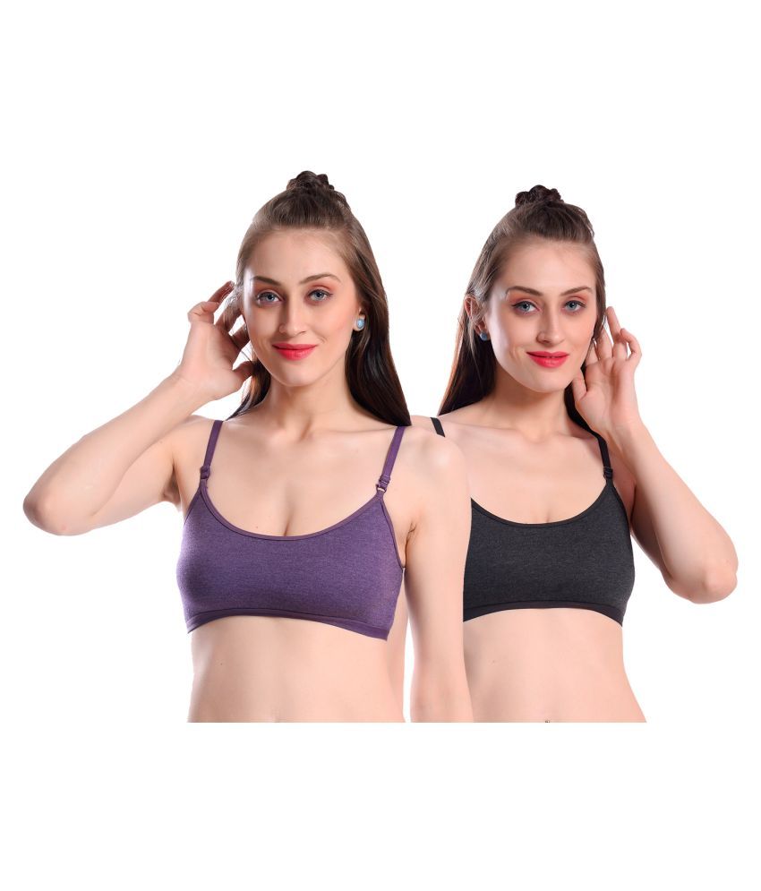     			Elina Pack of 2 Cotton Non Padded Women's Racerback bra ( Multi Color )