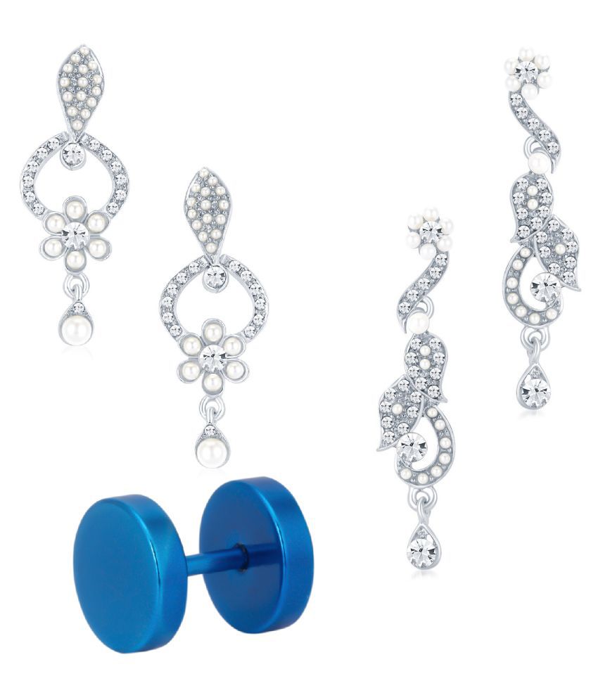     			Sukkhi Astonish Rhodium Plated Earring Combo for Men & Women