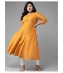 Yash Gallery - Yellow Cotton Women's Flared Kurti ( Pack of 1 )