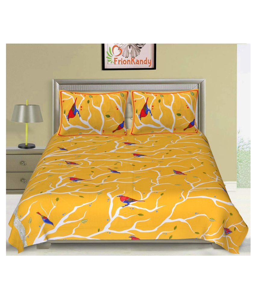     			FrionKandy Living Cotton Double Bedsheet with 2 Pillow Covers ( 229 cm x 254 cm )