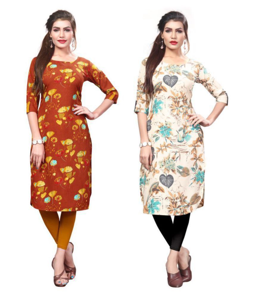     			HivaTrendz - Multicolor Crepe Women's Straight Kurti ( Pack of 1 )