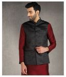 Hangup Black Polyester Blend Nehru Jacket Single Pack