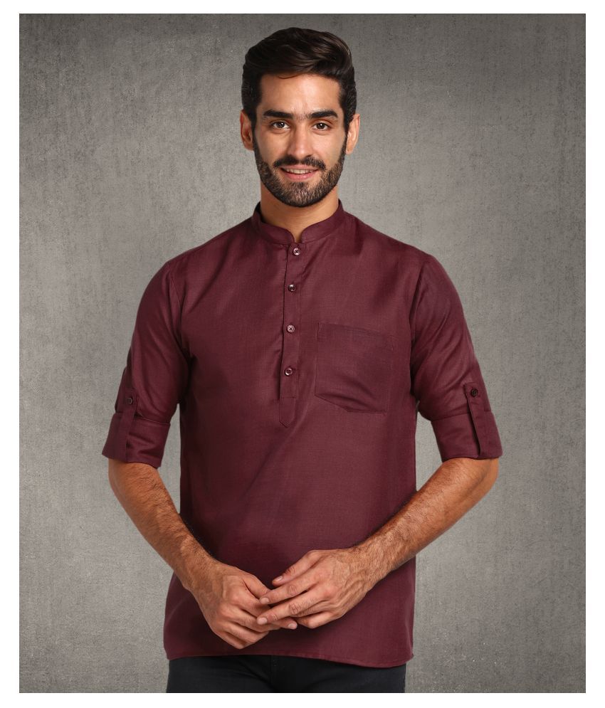     			Hangup Maroon Polyester Blend Kurta Single