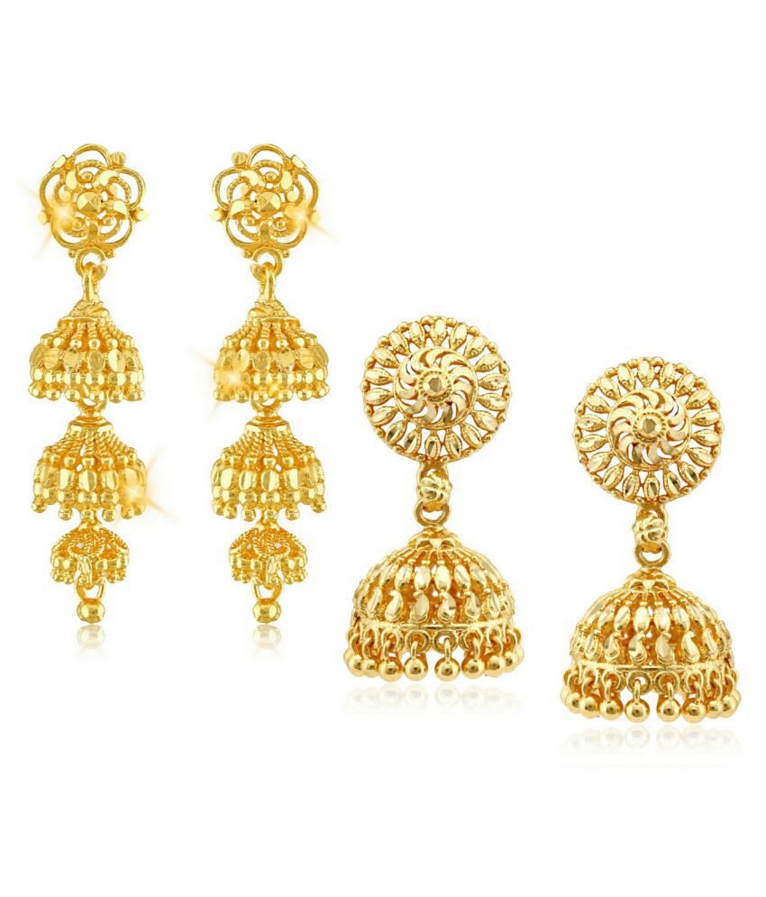     			Vighnaharta Traditional South Culture Alloy Gold Plated Jhumki earring Combo set ( Pack of- 2 Pair Earrings)