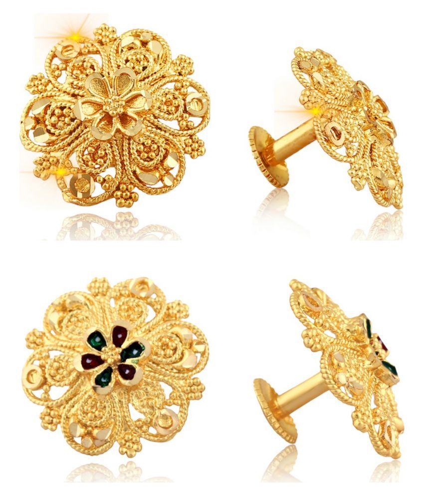     			Vighnaharta Traditional South Trend Alloy 1gm Gold Plated Earring Combo set.