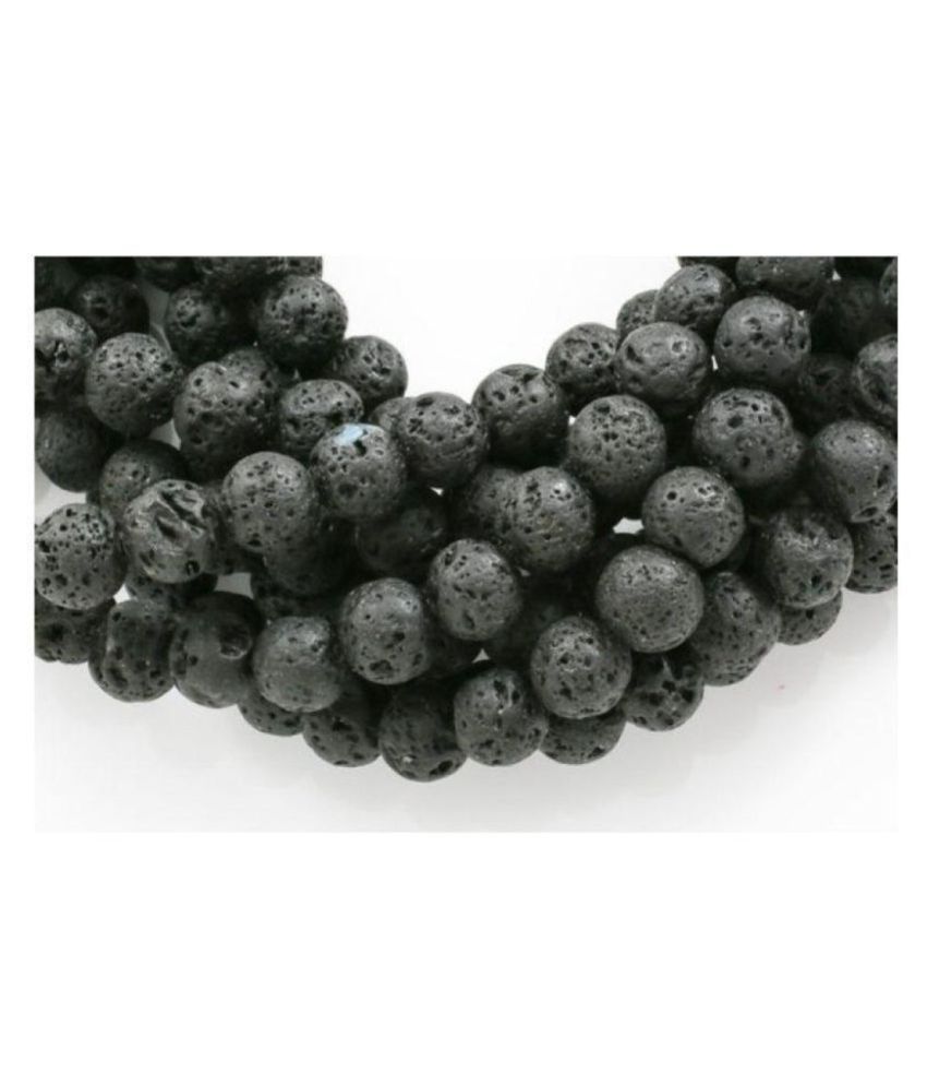     			8 mm Black Natural Agate Lava Rocks Round Beads