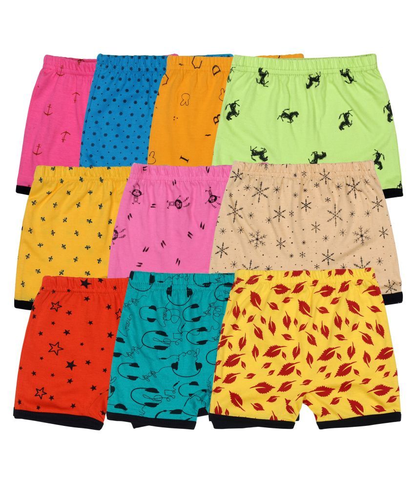     			Diaz Pack of 10 Girls Cotton Blend Hot Pants ( Multi )