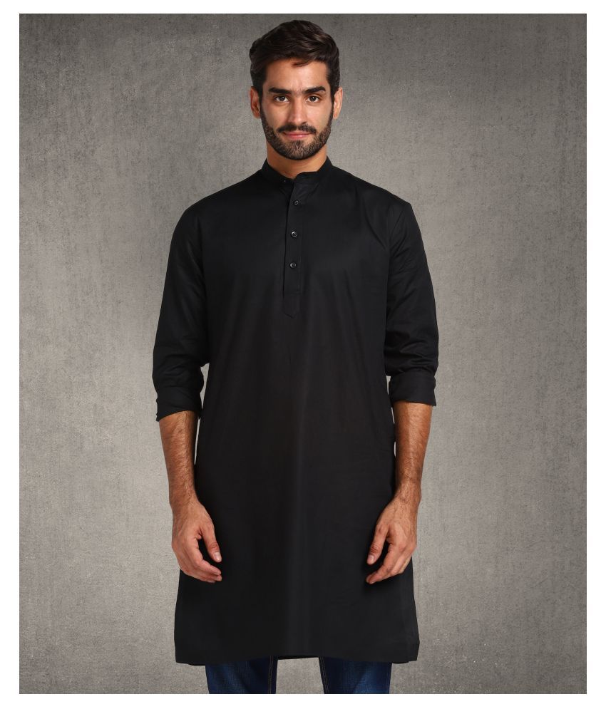     			Hangup Black Cotton Kurta Single