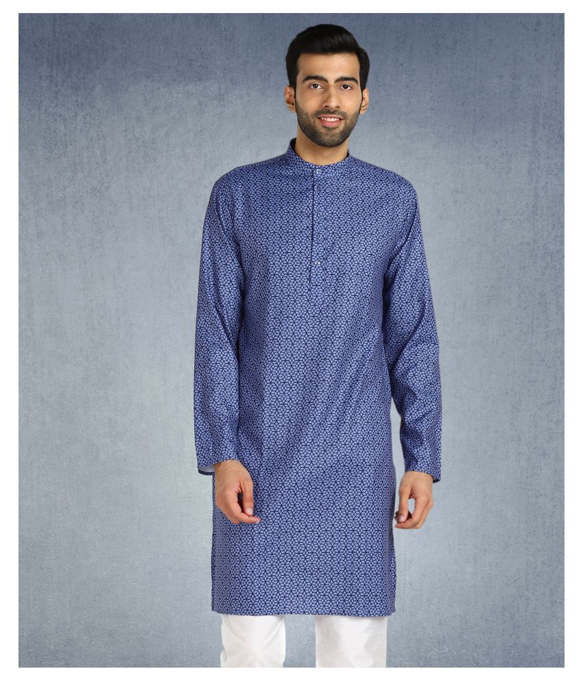     			Hangup Blue Cotton Kurta Single