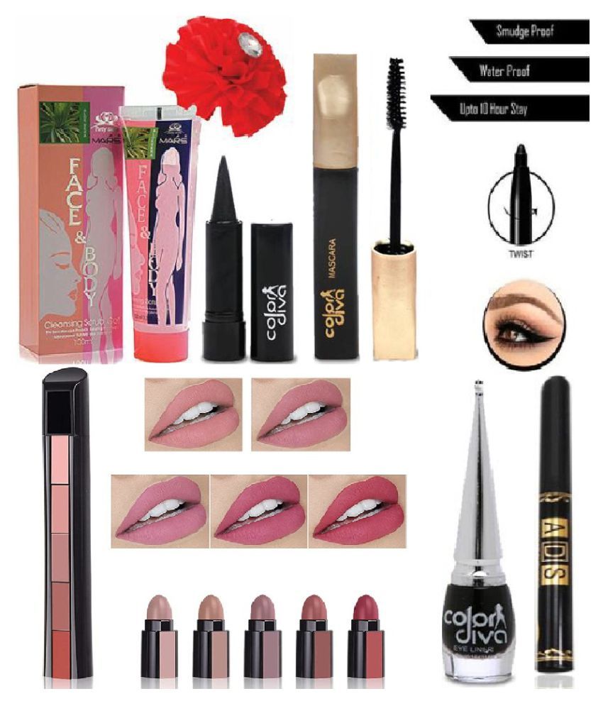 Mars Lipstick, Kajal, Eyeliner, Face&Body, Mascara, Eye&Lip Liner