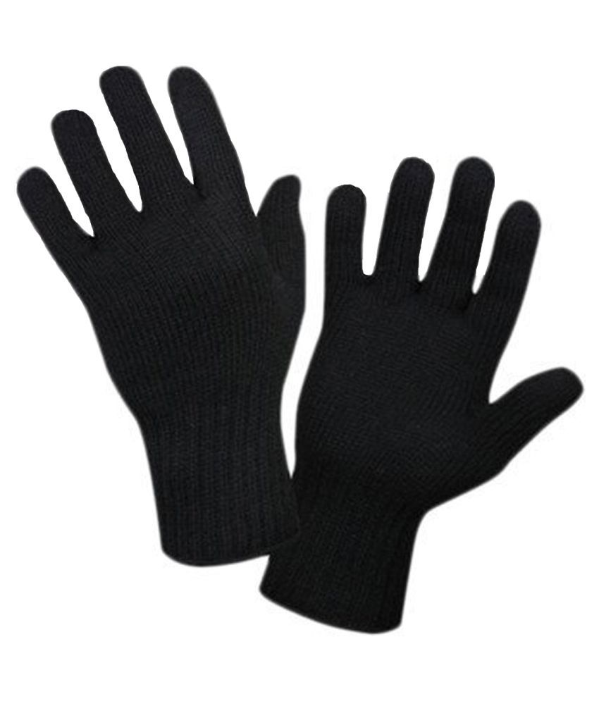 Whyme Fashion Men Black Woolen Gloves For Winters
