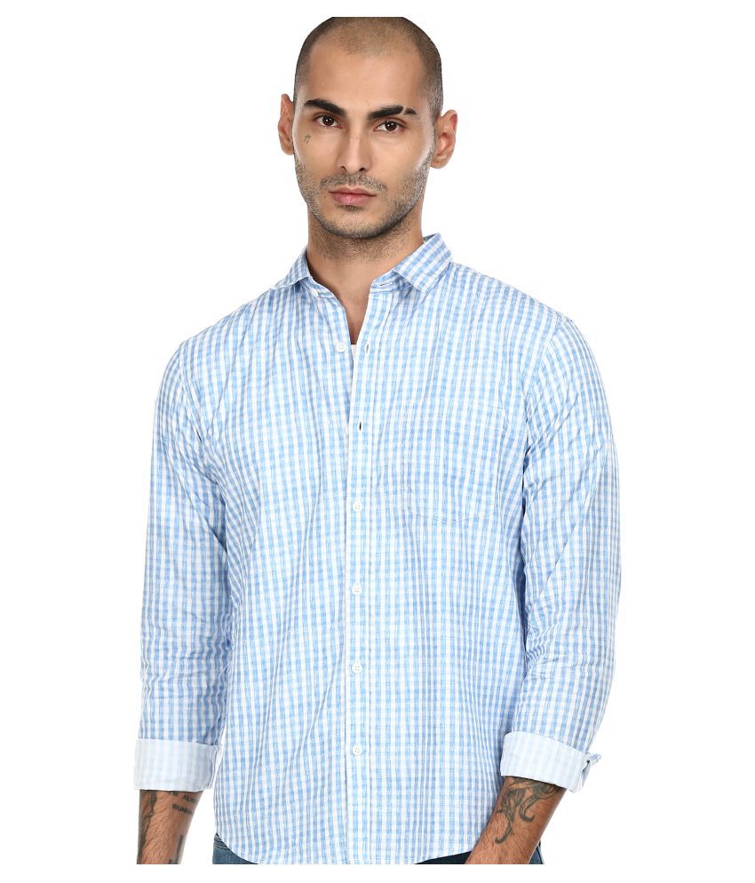     			Ruggers 100 Percent Cotton Blue Shirt Single