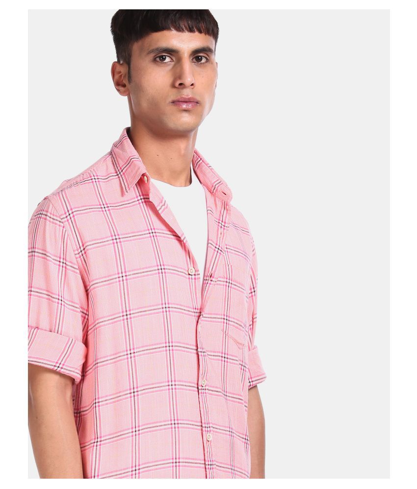 Ruggers 100 Percent Cotton Pink Shirt Single
