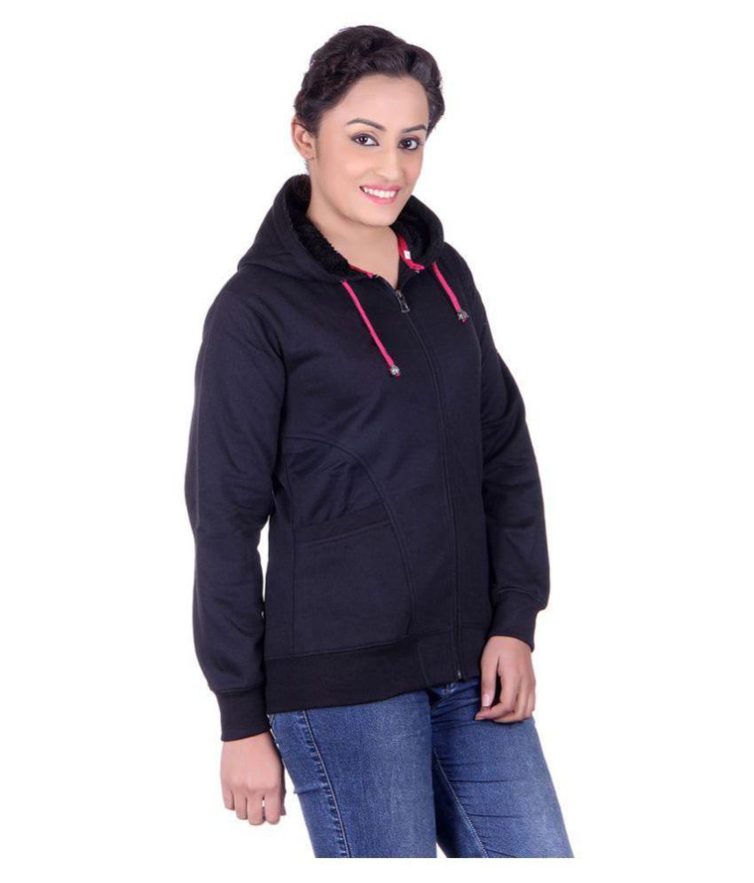     			Goodluck Woollen Black Hooded Sweatshirt