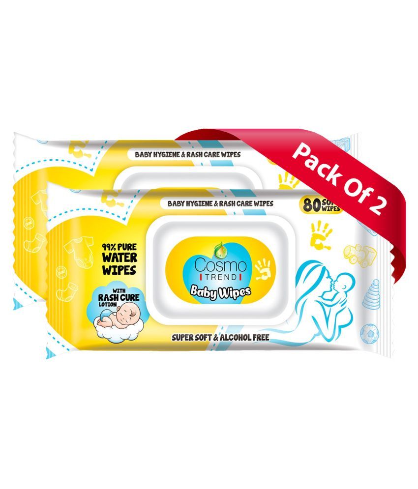 CosmoTrend Cleansing Baby Wet Wipes (Pack of 2 160 wipes) With