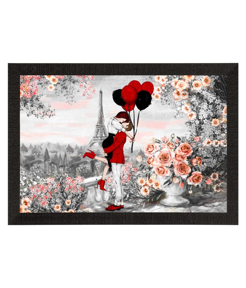     			eCraftIndia Grey & Peach-Coloured Valentine Theme Satin Matte Texture UV Wall Painting