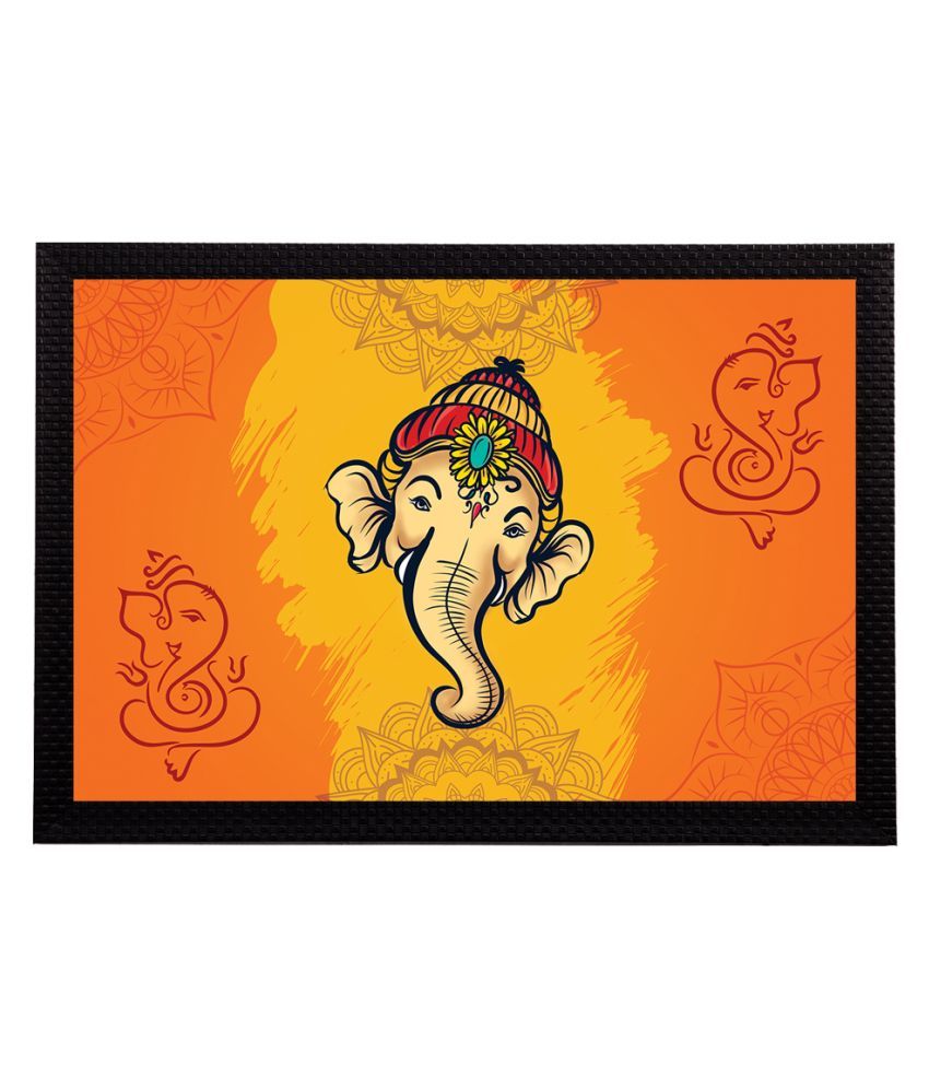     			eCraftIndia Orange & Yellow Lord Ganesha Satin Matt texture UV Wall Art