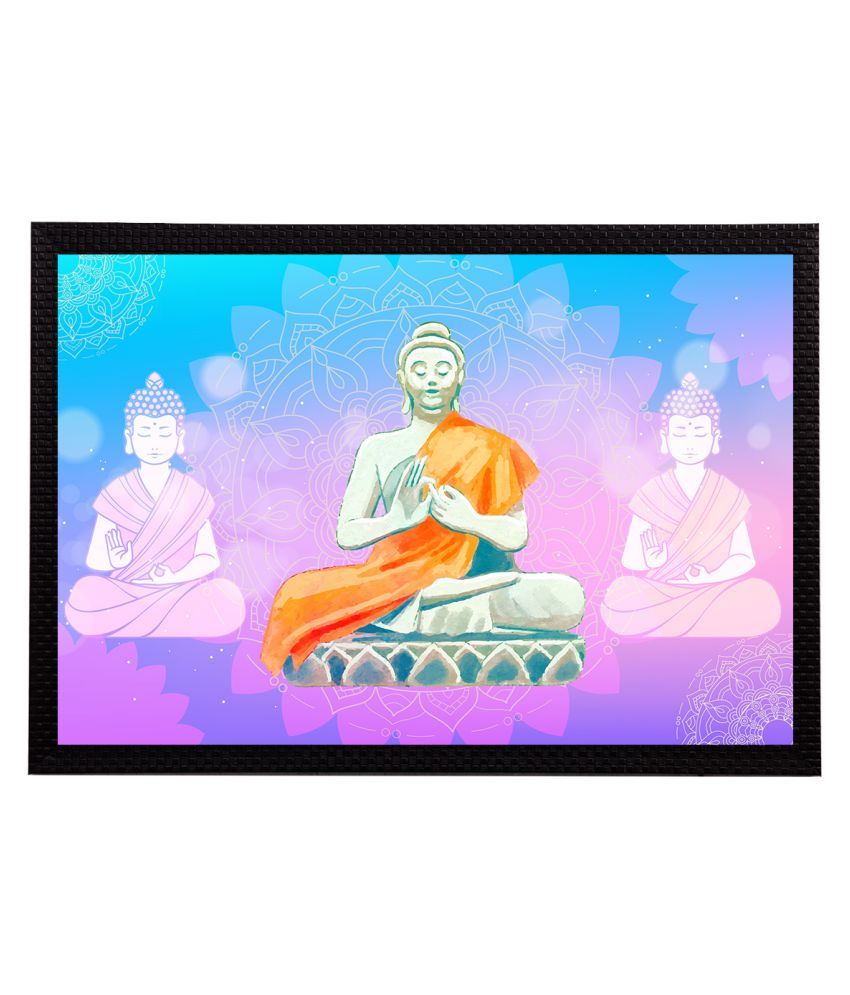     			eCraftIndia Pink & Orange Meditating Lord Buddha Satin Matt Textured UV Wall Painting