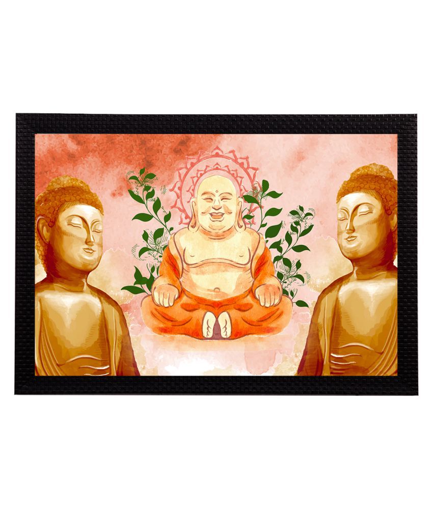     			eCraftIndia Brown & Green Meditating Lord Buddha Satin Matt Textured UV Wall Art