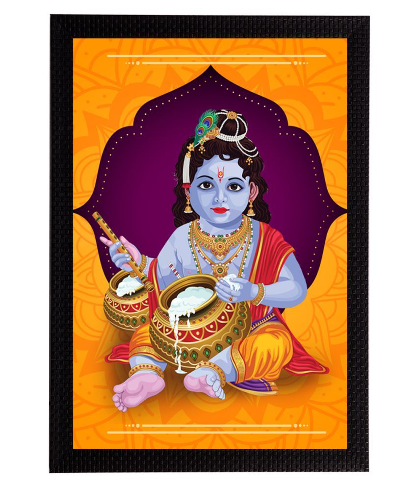     			eCraftIndia Lord Krishna Satin Matt Texture UV Art Painting