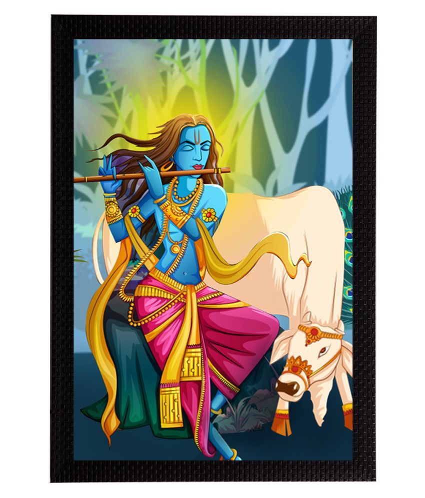     			eCraftIndia Lord Krishna Satin Matt Texture UV Art Painting