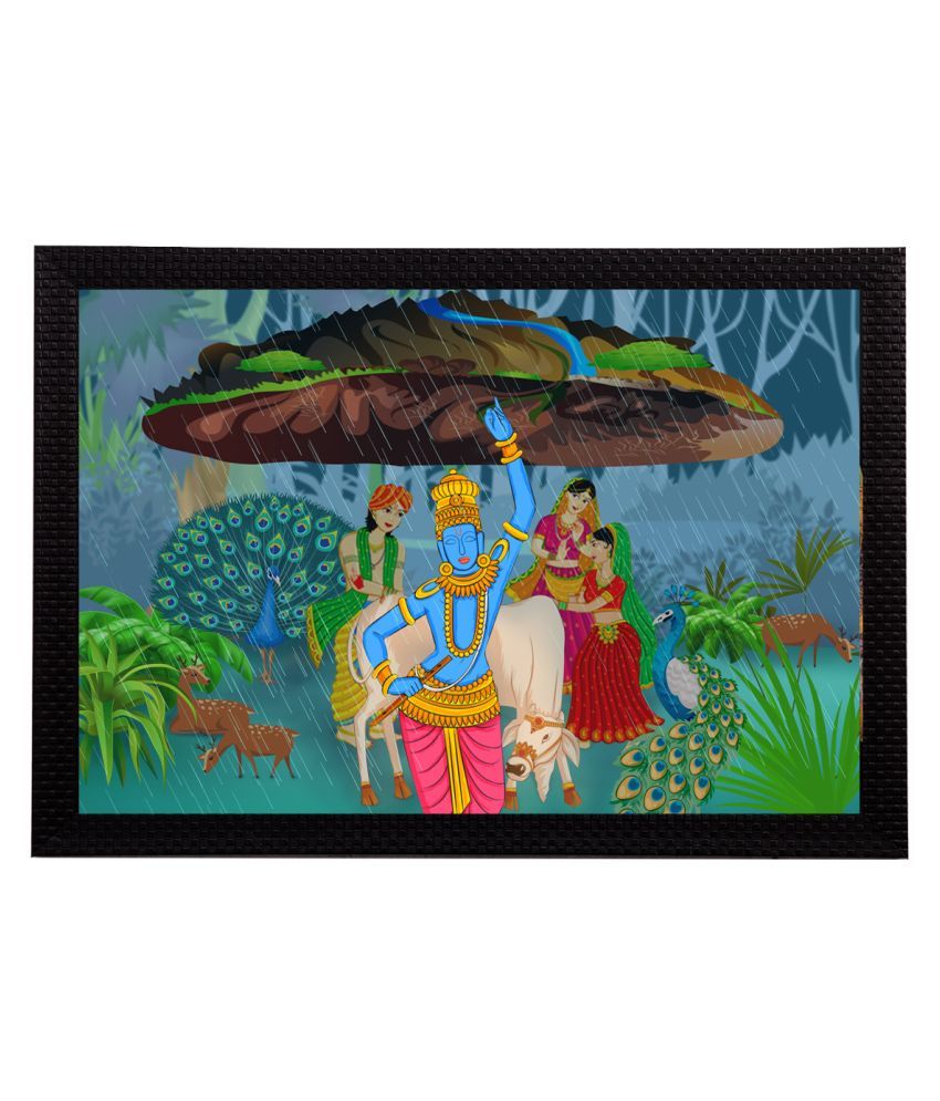     			eCraftIndia Lord Krishna Satin Matt Texture UV Art Painting