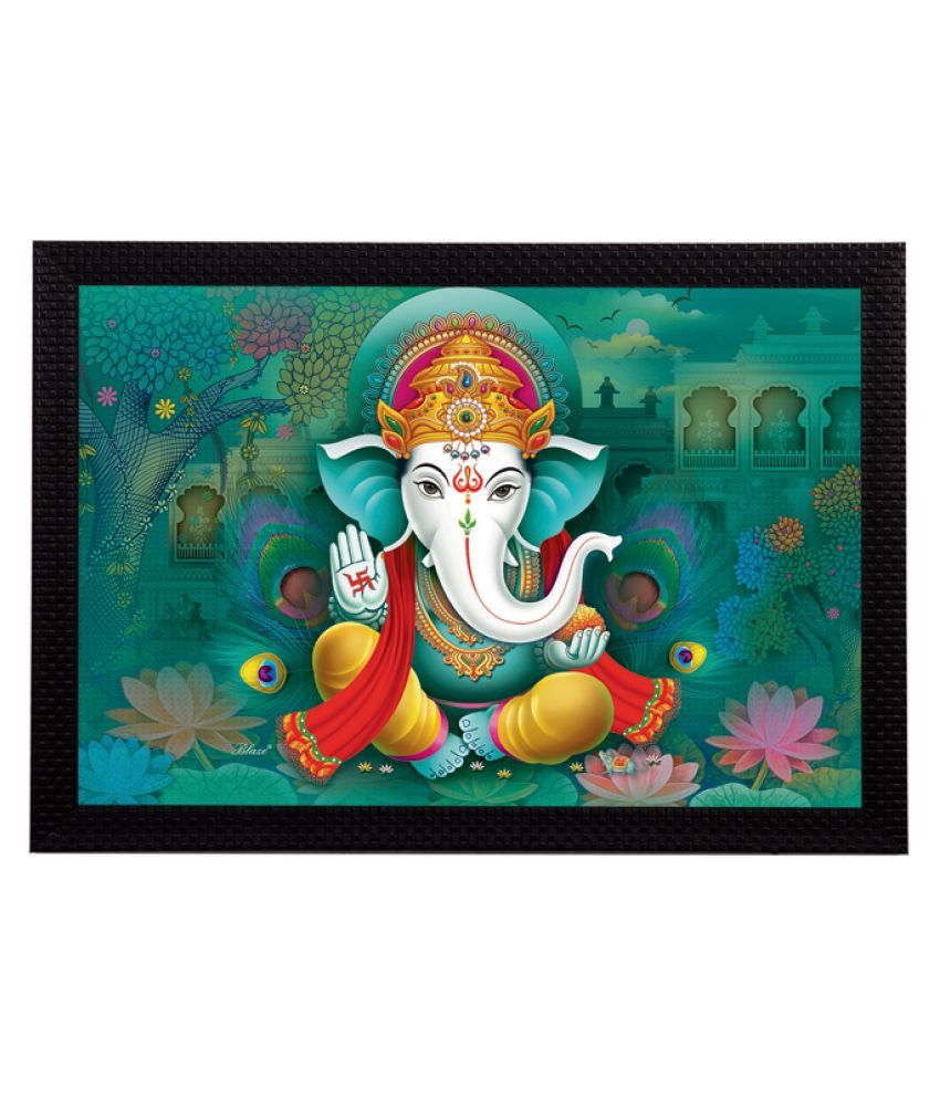     			eCraftIndia Sea Green & Yellow Lord Ganesha Satin Matt Texture UV Wall Art