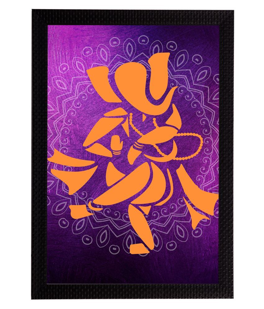     			eCraftIndia Orange & Purple Lord Ganesha Satin Matt Textured UV Wall Art