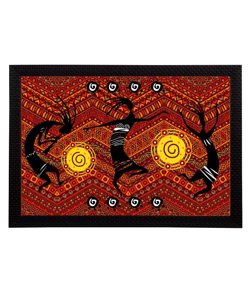     			eCraftIndia Black & Red Tribal Themed Satin Matt Textured UV Wall Art