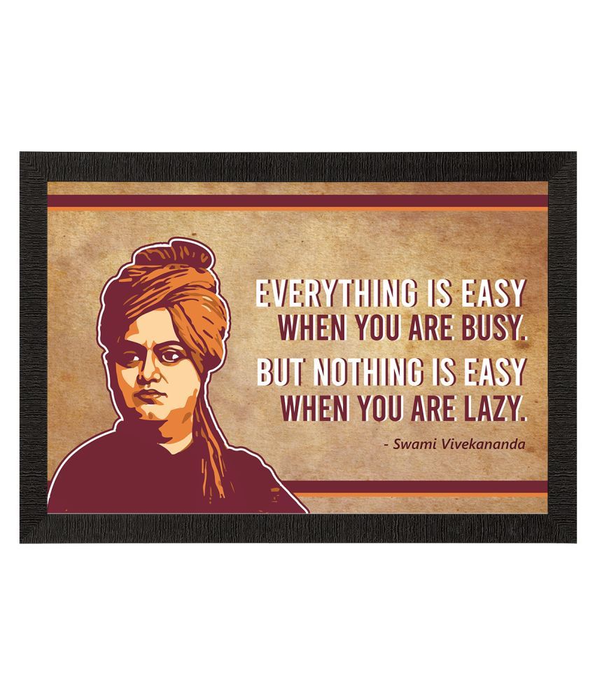     			eCraftIndia Brown & Maroon Everything is EASY Motivational Quote Satin Matt Textured UV Art Painting