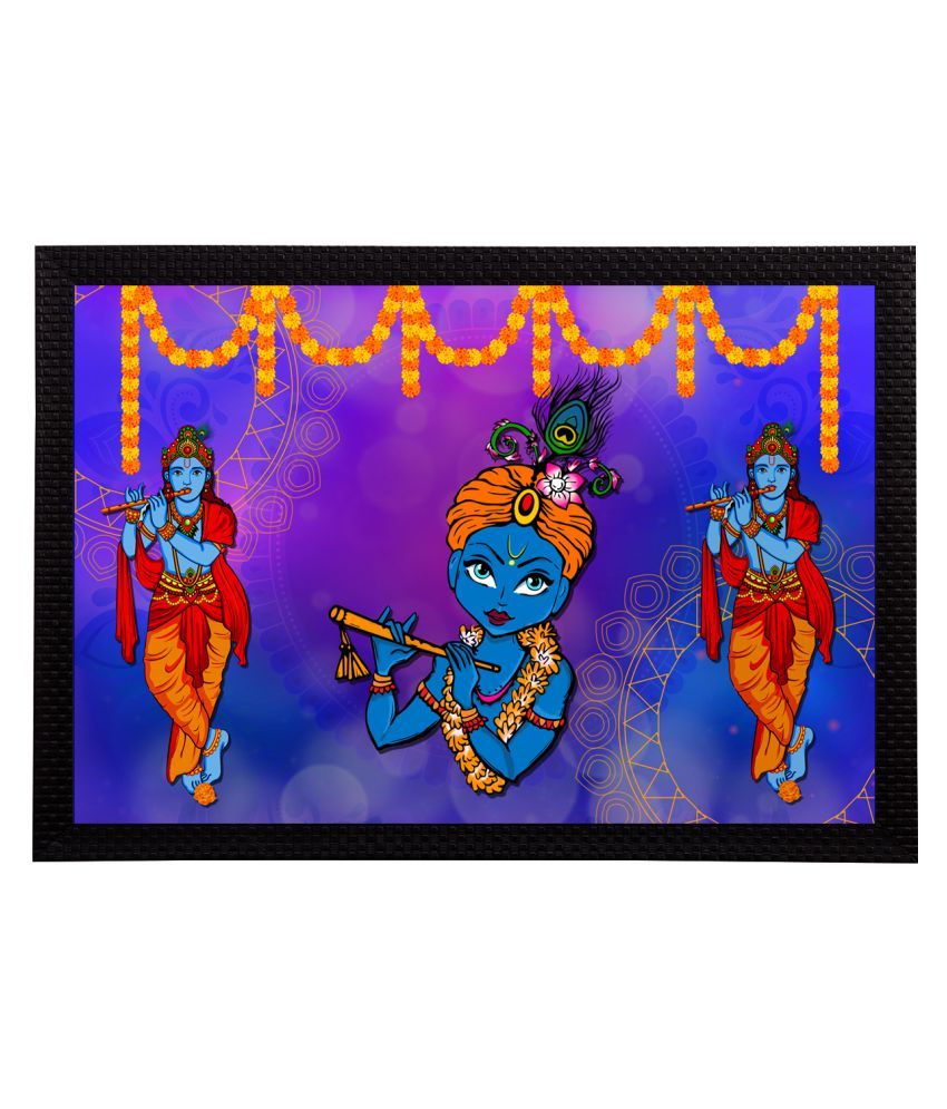     			eCraftIndia Lord Krishna Satin Matt Texture UV Art Painting